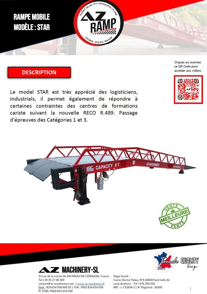 **RENTAL** Loading Ramp with with hydraulic tilting bridge - AZ RAMP - STAR- 8T. 8 ton capacity - Rampe de chargement: photos 3 **RENTAL** Loading Ramp with with hydraulic tilting bridge - AZ RAMP - STAR- 8T. 8 ton capacity - Rampe de chargement: photos 3