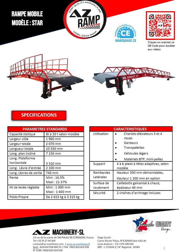 **RENTAL** Loading Ramp with with hydraulic tilting bridge - AZ RAMP - STAR- 8T. 8 ton capacity - Rampe de chargement: photos 4 **RENTAL** Loading Ramp with with hydraulic tilting bridge - AZ RAMP - STAR- 8T. 8 ton capacity - Rampe de chargement: photos 4