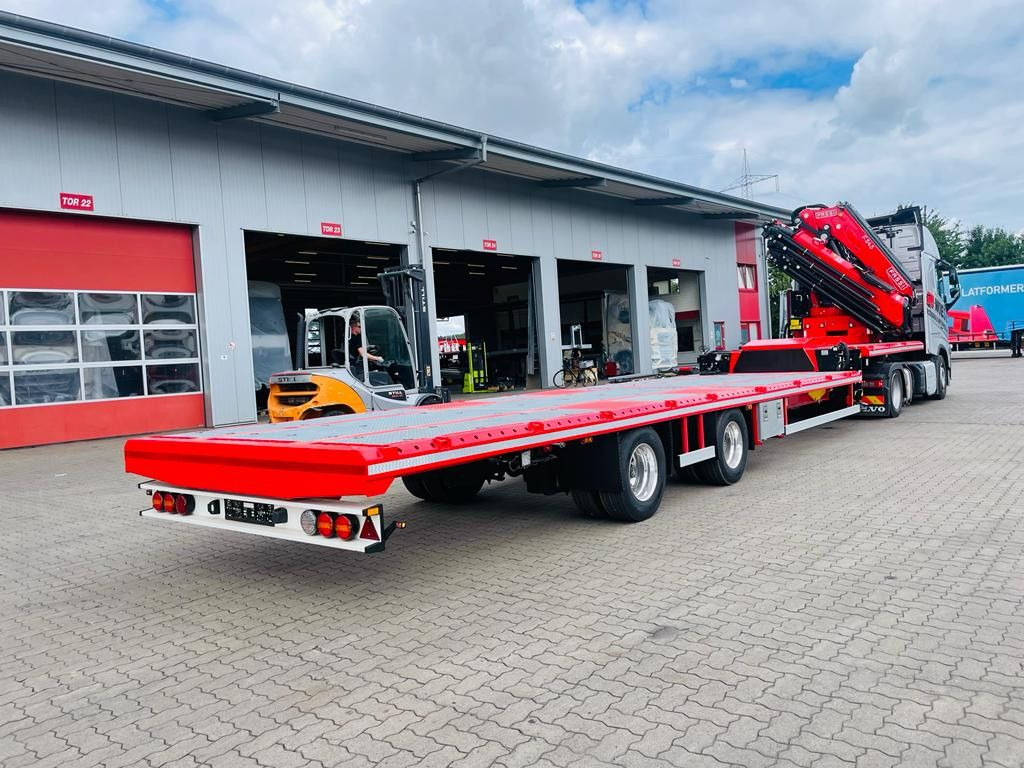 Semi-remorque plateau neuf Wiese Stufensattel Tieflader mit Kran Fassi F545: photos 6