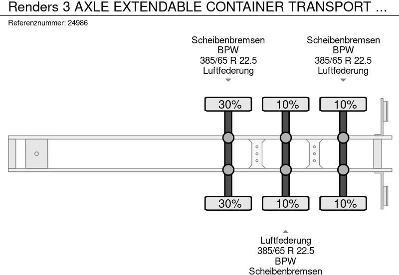 Semi-remorque porte-conteneur/ Caisse mobile Renders 3 AXLE EXTENDABLE CONTAINER TRANSPORT TRAILER: photos 6