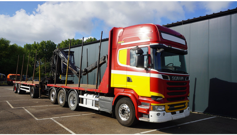Camion grumier, Camion grue Scania R 580 V8 8X4 LOGTRANSPORT COMBI WITH MTDK YEAR 2012 TRAILER KESLA 46 CRANE: photos 8