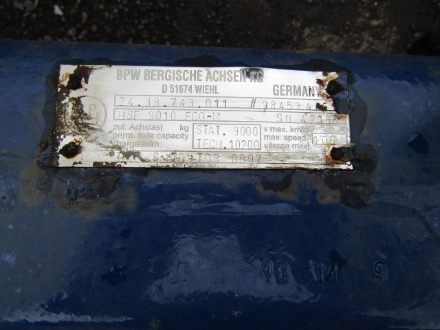 ITEM FOR SALE – BPW 22.5 DRUM BRAKE AXLES TYPE HSF 9010 ECO (CHOICE AVAILABLE) - Essieu et pièces pour Remorque: photos 2 ITEM FOR SALE – BPW 22.5 DRUM BRAKE AXLES TYPE HSF 9010 ECO (CHOICE AVAILABLE) - Essieu et pièces pour Remorque: photos 2