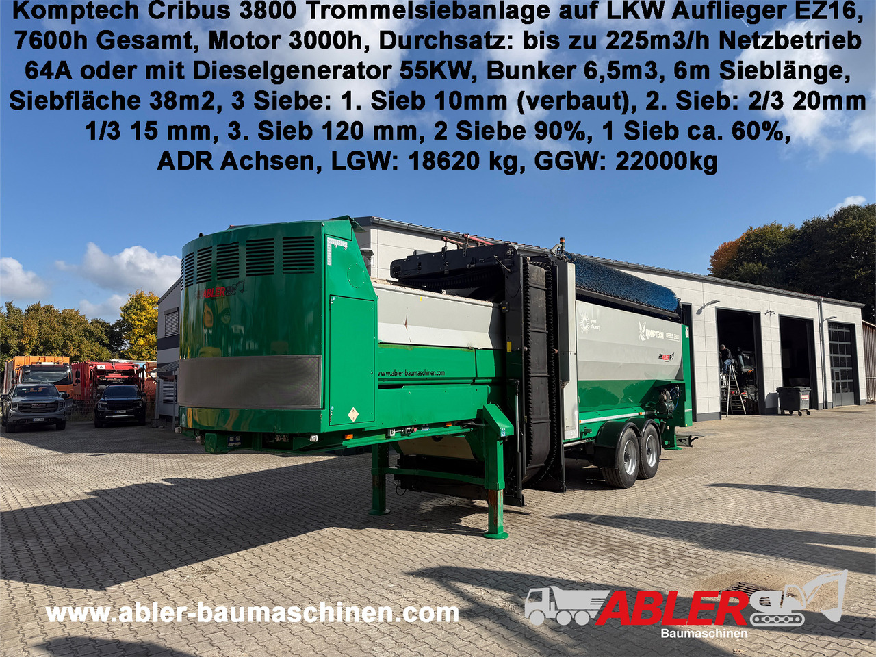 Komptech Cribus 3800 Trommelsiebanlage auf Auflieger - Crible, Semi-remorque: photos 1 Komptech Cribus 3800 Trommelsiebanlage auf Auflieger - Crible, Semi-remorque: photos 1