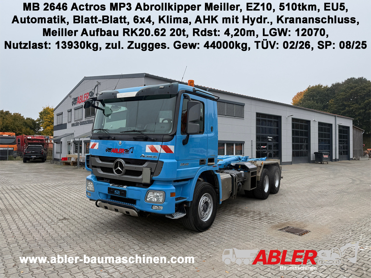 Mercedes-Benz 2646 Actros Abrollkipper Meiller AHK - Camion ampliroll: photos 1 Mercedes-Benz 2646 Actros Abrollkipper Meiller AHK - Camion ampliroll: photos 1