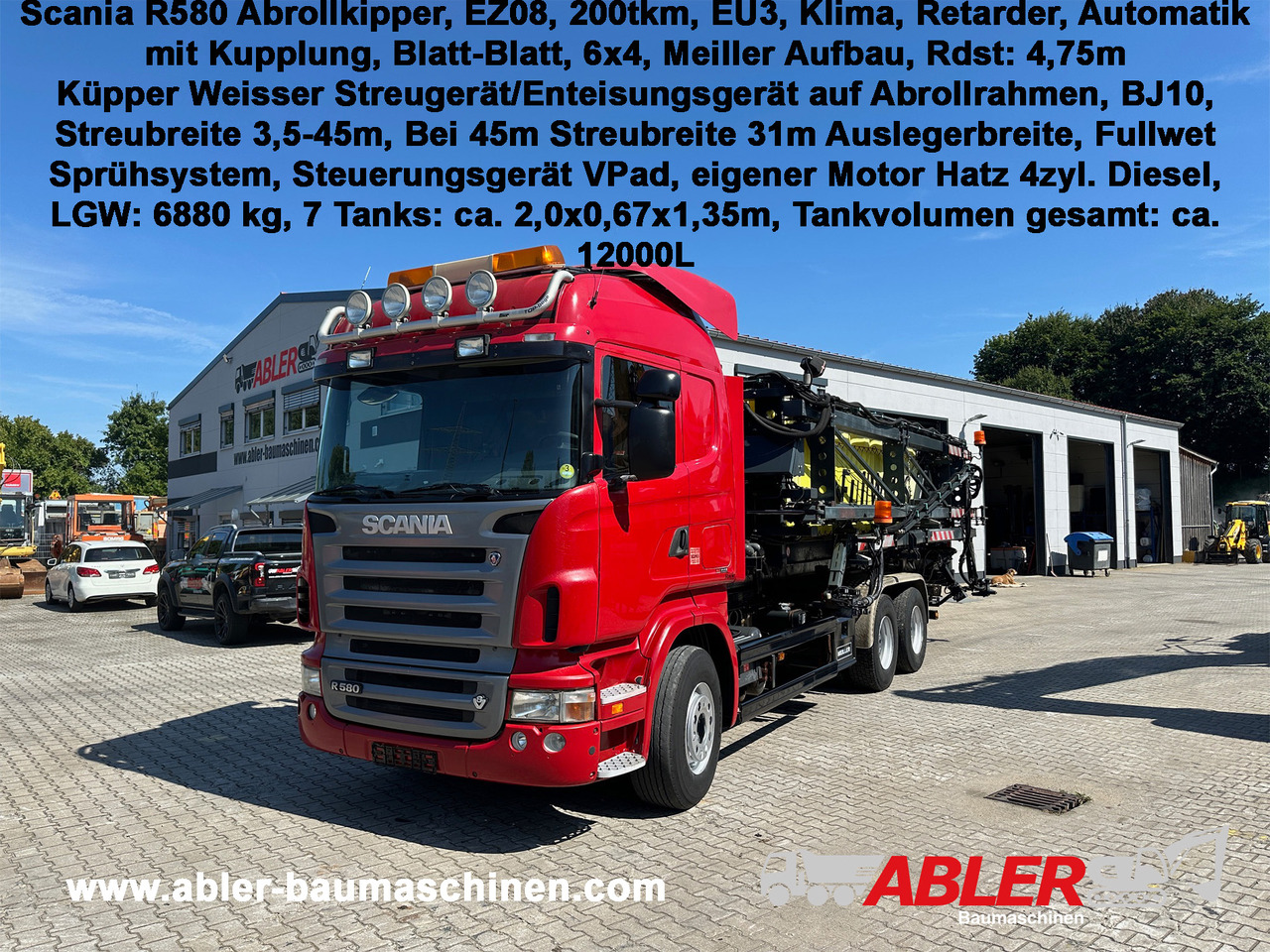 Scania R580 Abrollkipper V8 Mit Küpper Weisser Enteisungsgerät 45m - Camion ampliroll: photos 1 Scania R580 Abrollkipper V8 Mit Küpper Weisser Enteisungsgerät 45m - Camion ampliroll: photos 1