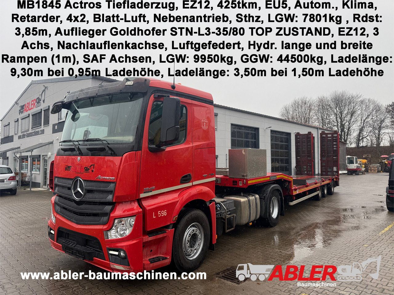 Mercedes-Benz 1845 Actros SZM mit Goldhofer Tieflader Auflieger - Tracteur routier, Semi-remorque surbaissé: photos 1 Mercedes-Benz 1845 Actros SZM mit Goldhofer Tieflader Auflieger - Tracteur routier, Semi-remorque surbaissé: photos 1