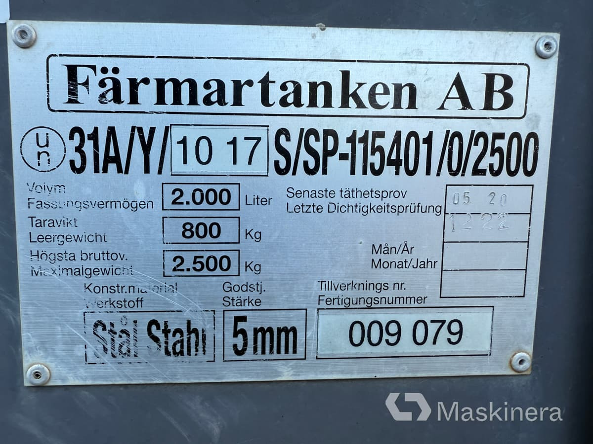Cuve de stockage Bränsletank Färmartanken UN 1202 2000 liter: photos 13 Cuve de stockage Bränsletank Färmartanken UN 1202 2000 liter: photos 13