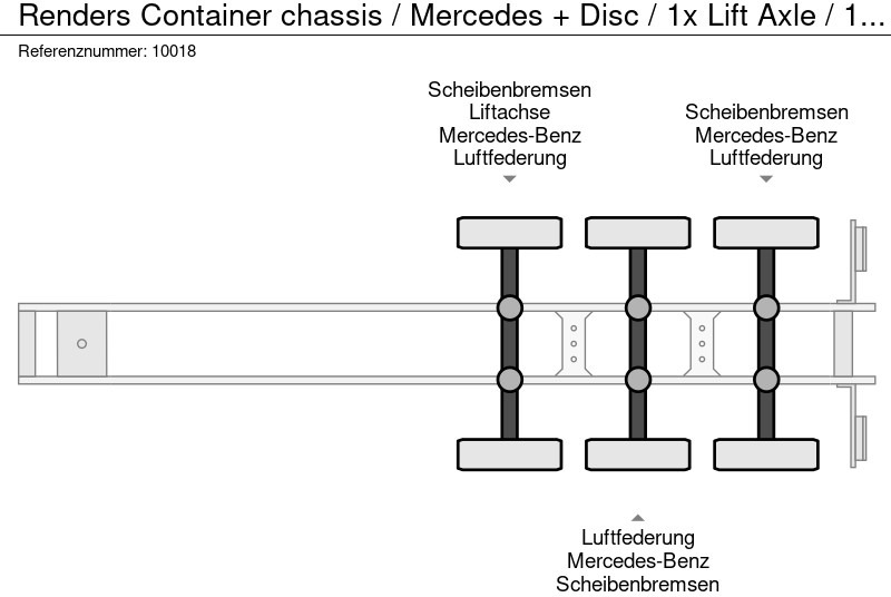 Semi-remorque porte-conteneur/ Caisse mobile Renders Container chassis / Mercedes + Disc / 1x Lift Axle / 1x Extendable: photos 10