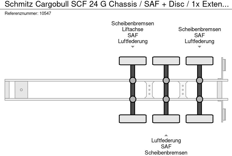 Semi-remorque porte-conteneur/ Caisse mobile Schmitz Cargobull SCF 24 G Chassis / SAF + Disc / 1x Extendable / Lift axle: photos 10