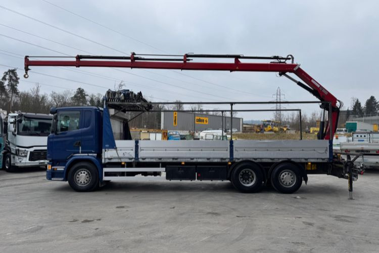 Camion grue, Camion plateau Scania G450 6x2 Hiab 122-4: photos 7