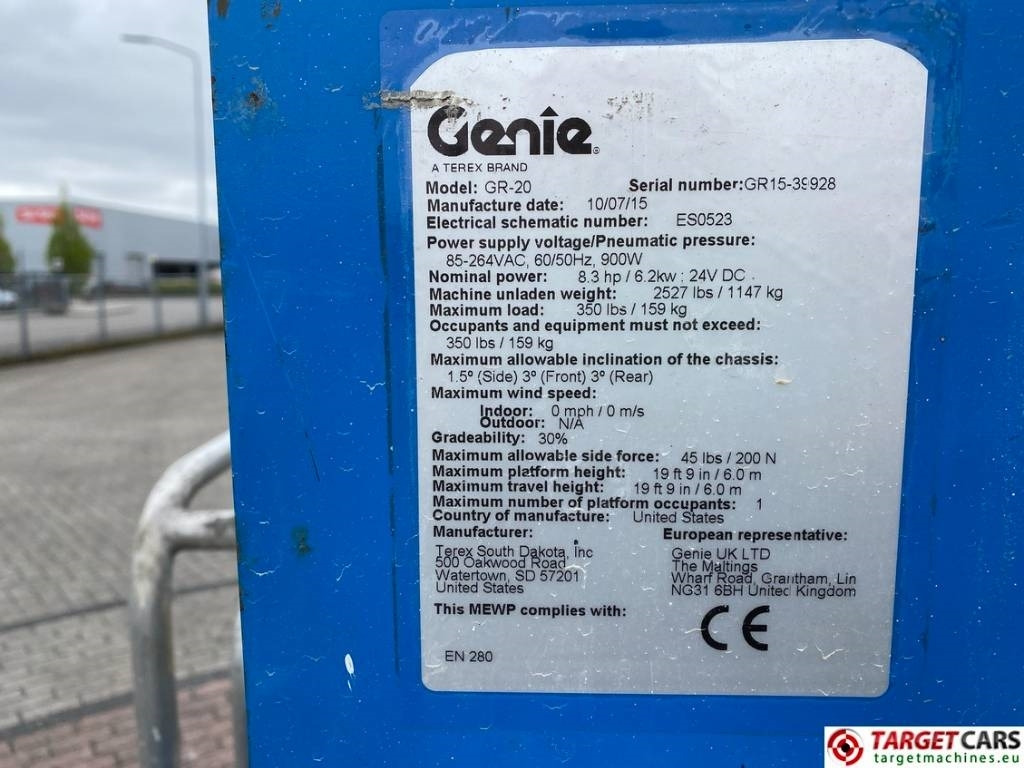 Genie GR-20 Runabout Vertical Mast Work Lift 802cm  - crédit-bail Genie GR-20 Runabout Vertical Mast Work Lift 802cm: photos 10