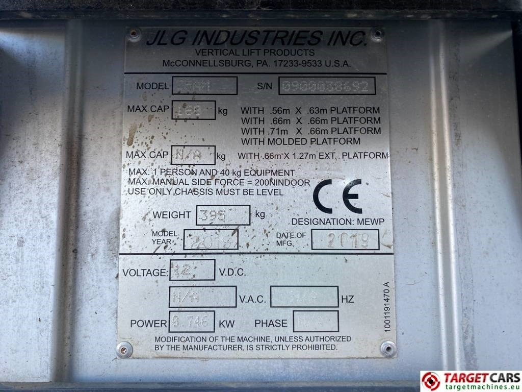 JLG 25AM Electric Vertical Mast Work Lift 967cm  - crédit-bail JLG 25AM Electric Vertical Mast Work Lift 967cm: photos 10
