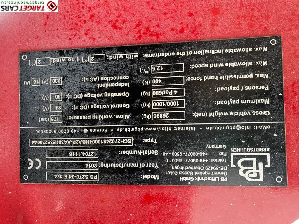 Nacelle ciseaux PB Lifttechnik S270-24E Electric 4x4 Scissor Work Lift 2725cm: photos 10 Nacelle ciseaux PB Lifttechnik S270-24E Electric 4x4 Scissor Work Lift 2725cm: photos 10