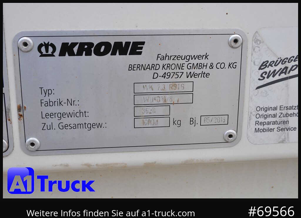 Carrosserie fourgon KRONE Wechselbrücke BDF 7,45 Koffer, Textil 2750mm innen, 20 x vorhanden: photos 8 Carrosserie fourgon KRONE Wechselbrücke BDF 7,45 Koffer, Textil 2750mm innen, 20 x vorhanden: photos 8
