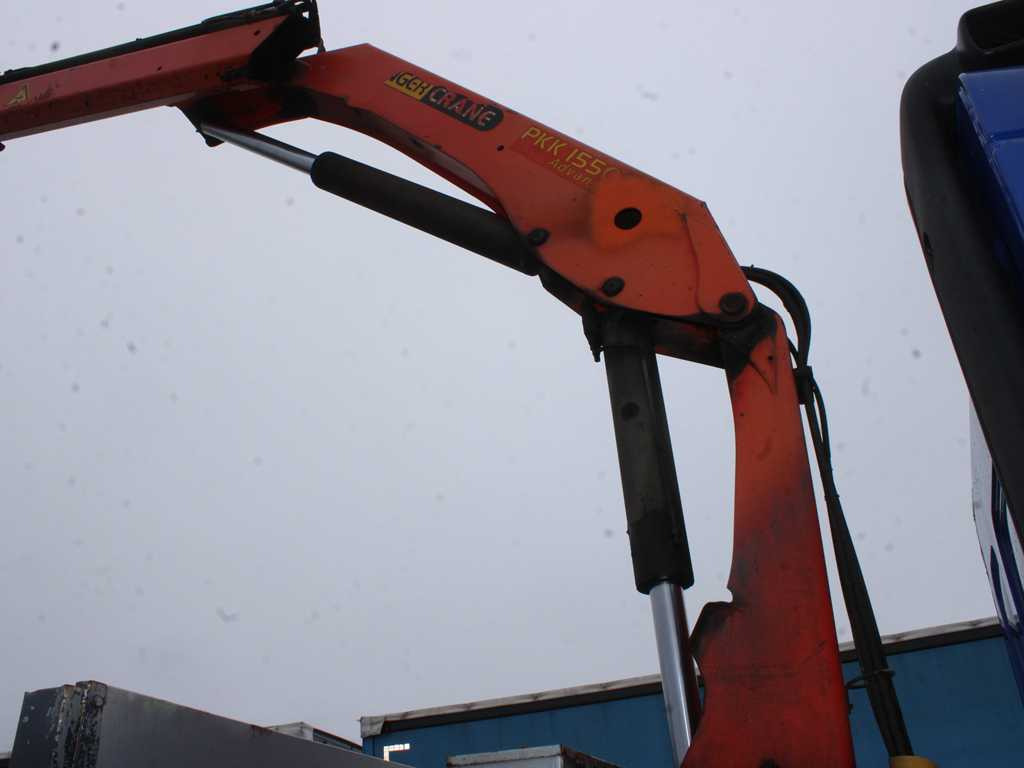 Camion plateau, Camion grue DAF LF 55.250, EURO 4, SIDE BOARD, HYDRAULIC ARM PALFINGER PKK 15500: photos 11