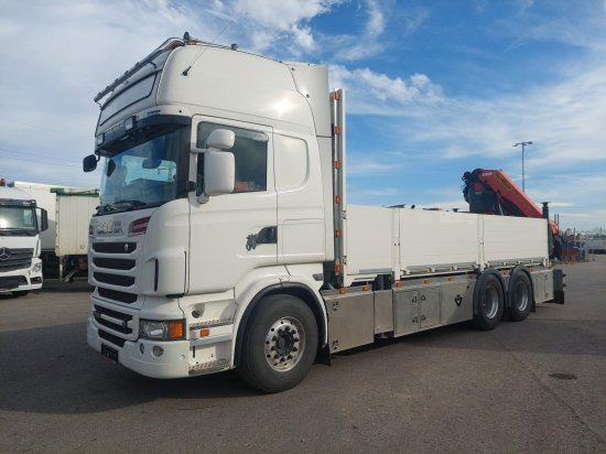 Scania R730 6x4 Pritsche, Voll-Luft Palfinger PK27002 Kran Retarder, Alu-Felgen, - Camion plateau, Camion grue: photos 1 Scania R730 6x4 Pritsche, Voll-Luft Palfinger PK27002 Kran Retarder, Alu-Felgen, - Camion plateau, Camion grue: photos 1