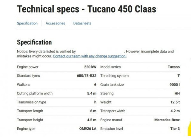 Claas Tucano 450 (839) +V 750 - crédit-bail Claas Tucano 450 (839) +V 750: photos 9