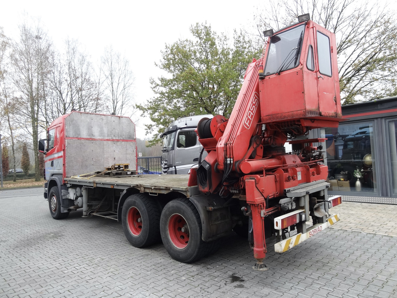Camion plateau, Camion grue Scania R144 460 6X4 Fassi 360 bis 25 Meter: photos 12