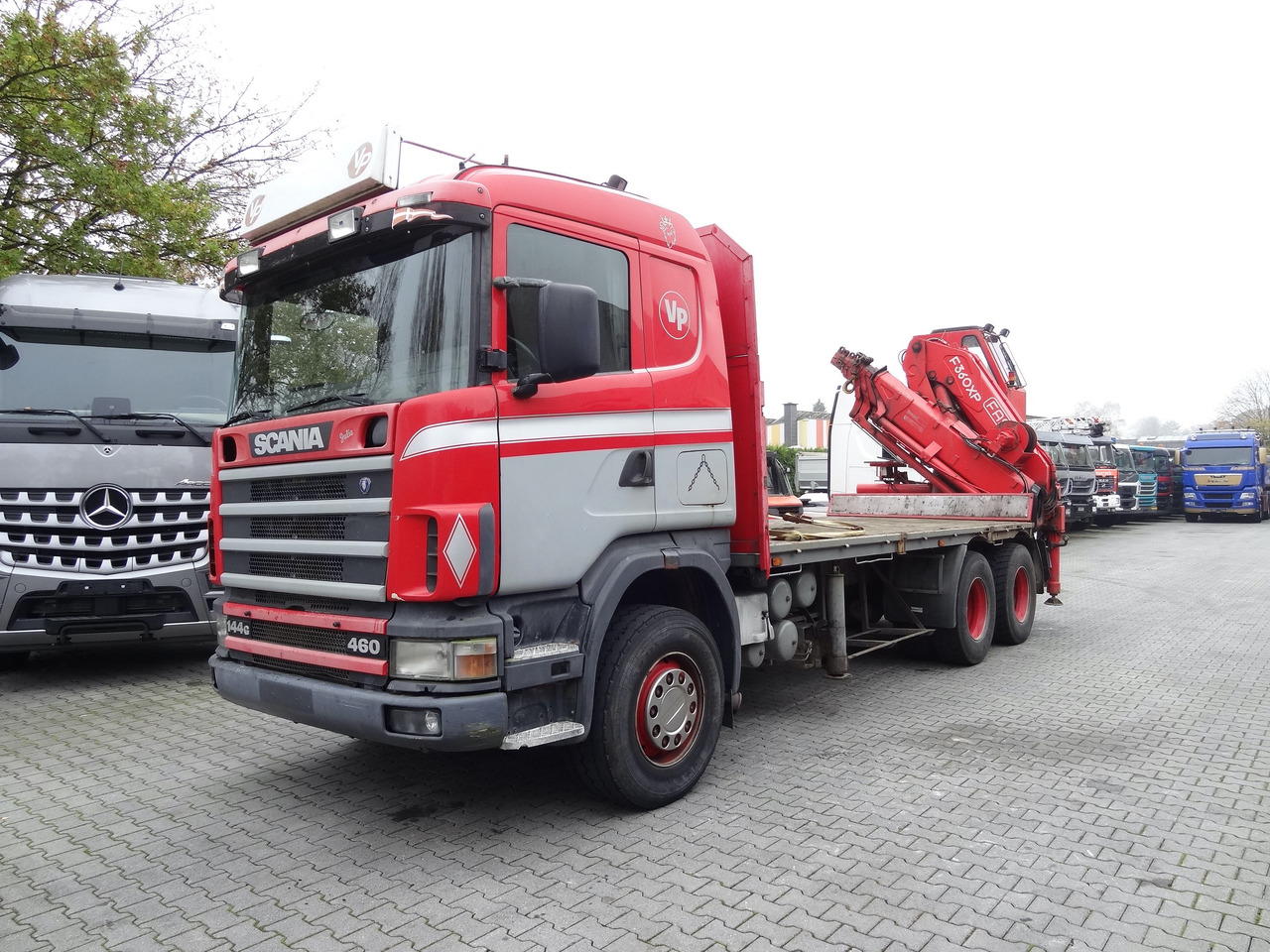 Camion plateau, Camion grue Scania R144 460 6X4 Fassi 360 bis 25 Meter: photos 8