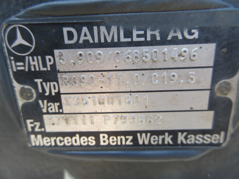 Mercedes-Benz R390-11,0/C19.5 VAR 771.111 RATIO 3.909 ACHTER AS MERCEDES ATEGO EURO 6 - Essieu arrière pour Camion: photos 5 Mercedes-Benz R390-11,0/C19.5 VAR 771.111 RATIO 3.909 ACHTER AS MERCEDES ATEGO EURO 6 - Essieu arrière pour Camion: photos 5