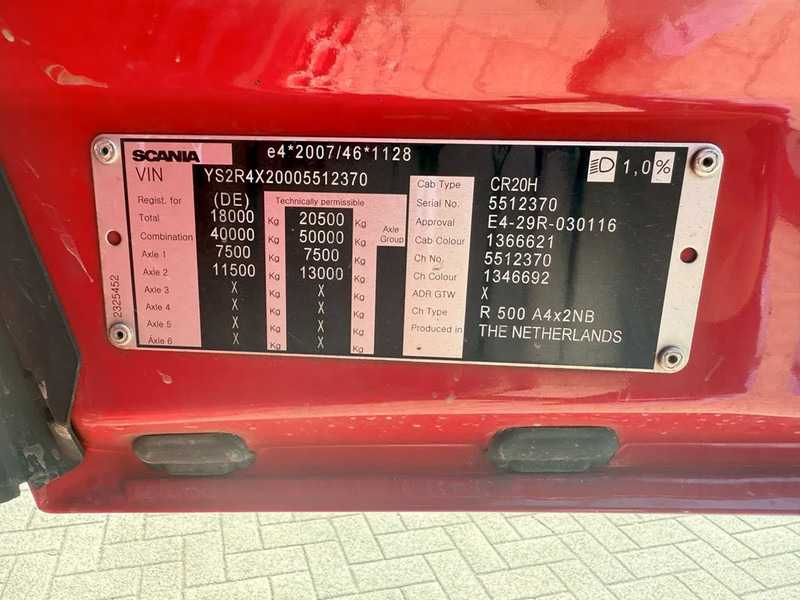 Tracteur routier Scania NGS R500 / ENGINE RUNNING / RETARDER / HYDRAULICS / GERMAN TRUCK / ALCOA / FULL-AIR / AUTOMATIC / EURO-6 / 2018: photos 20 Tracteur routier Scania NGS R500 / ENGINE RUNNING / RETARDER / HYDRAULICS / GERMAN TRUCK / ALCOA / FULL-AIR / AUTOMATIC / EURO-6 / 2018: photos 20
