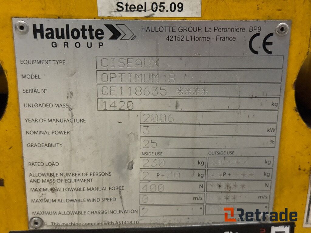 Engins de chantier Sakselift Haulotte Optimum 8 - 8 meter / scissor lift: photos 17