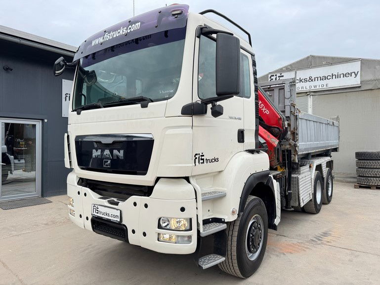 MAN TGS 28.480 6X4/4 bordmatic - cardan - Fassi F235XP - 14.9M - Retarder - Camion benne: photos 1 MAN TGS 28.480 6X4/4 bordmatic - cardan - Fassi F235XP - 14.9M - Retarder - Camion benne: photos 1
