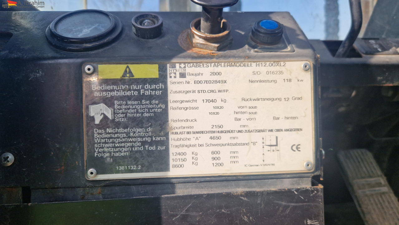 Hyster H 12.00 XL2 12t Stapler Hubkraft | Top Zustand - Chariot élévateur diesel: photos 3 Hyster H 12.00 XL2 12t Stapler Hubkraft | Top Zustand - Chariot élévateur diesel: photos 3