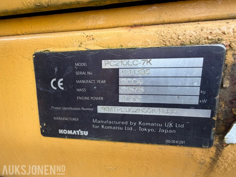 Pelle 2004 Komatsu PC210LC-7K Beltegraver - S70 - Graveskuff 103 cm: photos 34