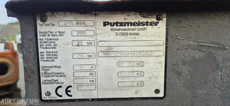 2012 Putzmeister SPZ11.BBR. - Matériel de chantier: photos 5 2012 Putzmeister SPZ11.BBR. - Matériel de chantier: photos 5