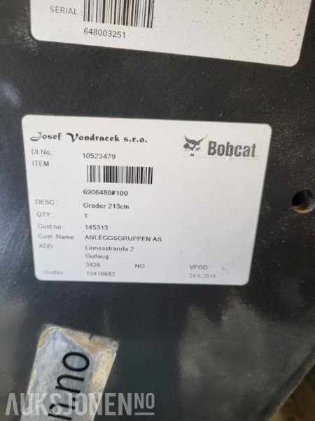 2018 Bobcat Grader 213 - Veiskrape til Bobcat - Matériel de chantier: photos 3 2018 Bobcat Grader 213 - Veiskrape til Bobcat - Matériel de chantier: photos 3