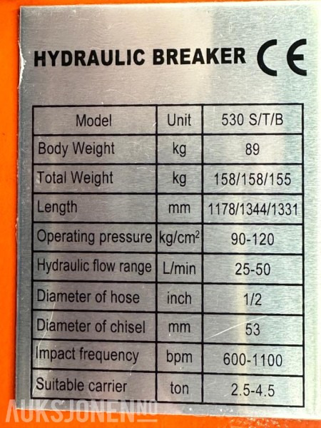 NY KM 530 PIGGHAMMER s40-FESTE CE merket FABRIKKGARANTI - Marteau hydraulique: photos 4 NY KM 530 PIGGHAMMER s40-FESTE CE merket FABRIKKGARANTI - Marteau hydraulique: photos 4