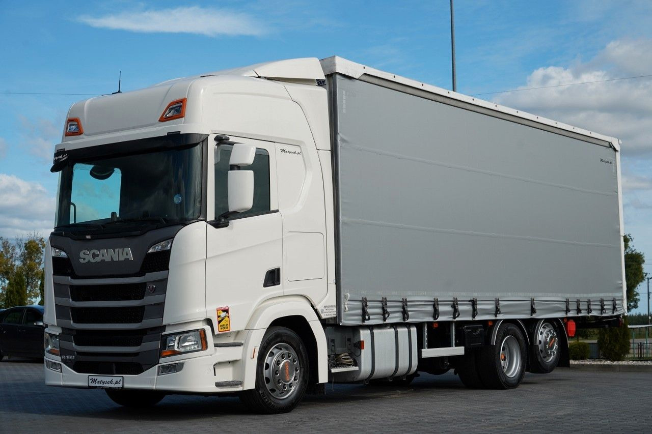 Scania R 450 / MEGA / 6x2 / FIRANKA - 8,2 m / SOLÓWKA / - Camion à rideaux coulissants: photos 1 Scania R 450 / MEGA / 6x2 / FIRANKA - 8,2 m / SOLÓWKA / - Camion à rideaux coulissants: photos 1