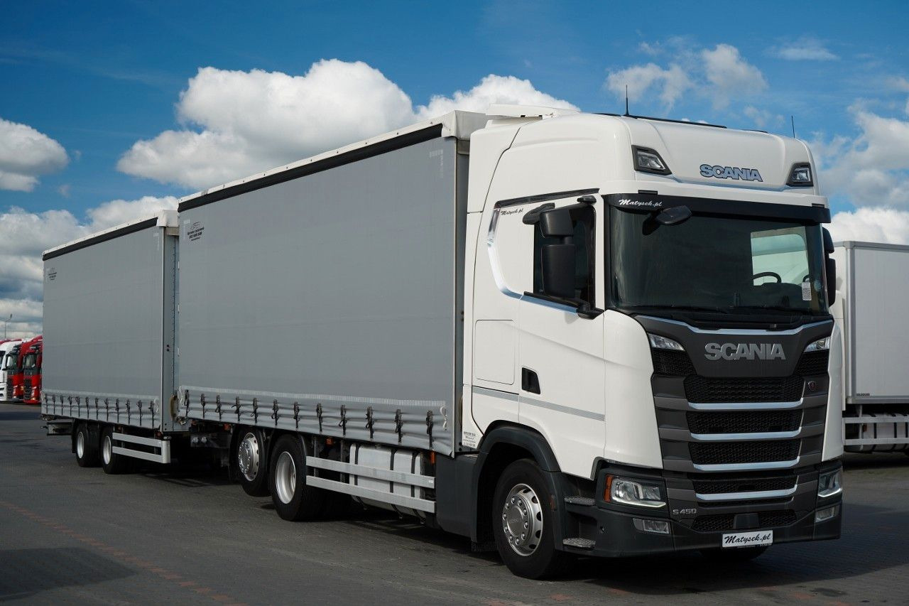 Scania S 450 / ZESTAW TANDEM / 120 M3 / I-PARK COOL Scania S 450 / ZESTAW TANDEM / 120 M3 / PO KONTRAKCIE S - Camion à rideaux coulissants: photos 1 Scania S 450 / ZESTAW TANDEM / 120 M3 / I-PARK COOL Scania S 450 / ZESTAW TANDEM / 120 M3 / PO KONTRAKCIE S - Camion à rideaux coulissants: photos 1