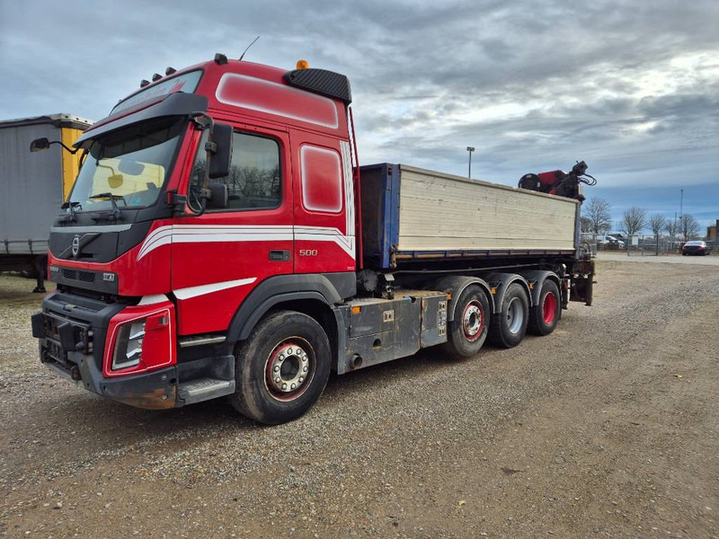 Camion grue Volvo FMX 500 8x4/4 // HMF 2120 K4 // 3 side tipper: photos 7