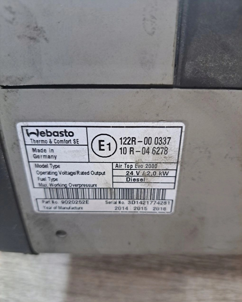 WEBASTO OGRZEWANIE POSTOJOWE RENAULT GAMA T RANGE - Chauffage/ Ventilation: photos 3 WEBASTO OGRZEWANIE POSTOJOWE RENAULT GAMA T RANGE - Chauffage/ Ventilation: photos 3