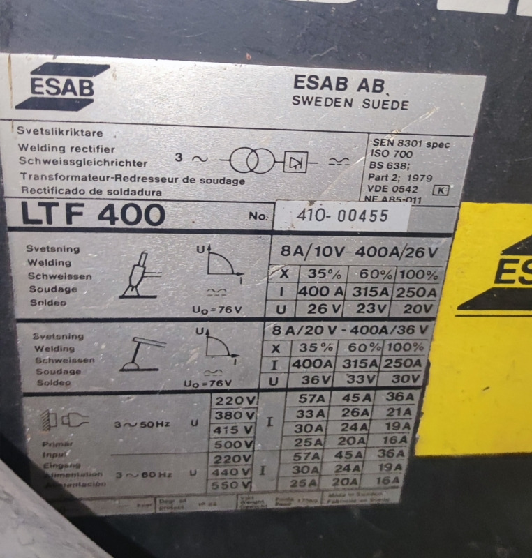 ESAB AB LTF 400 - Equipement de soudage: photos 3 ESAB AB LTF 400 - Equipement de soudage: photos 3