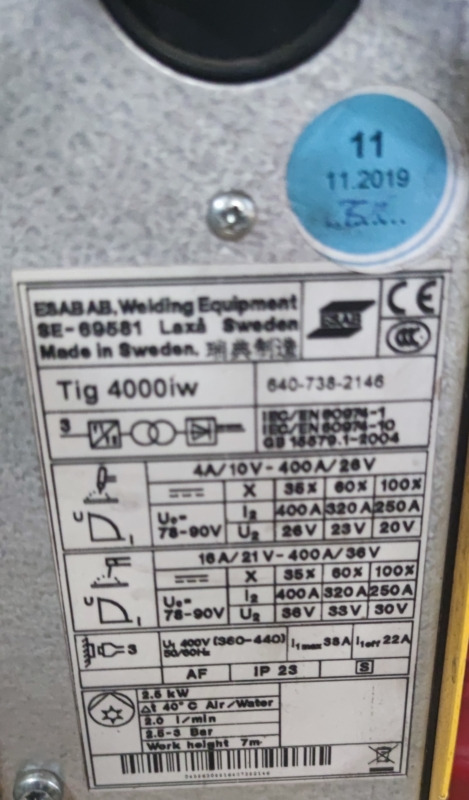 ESAB AB Tig 4000 iw - Equipement de soudage: photos 4 ESAB AB Tig 4000 iw - Equipement de soudage: photos 4