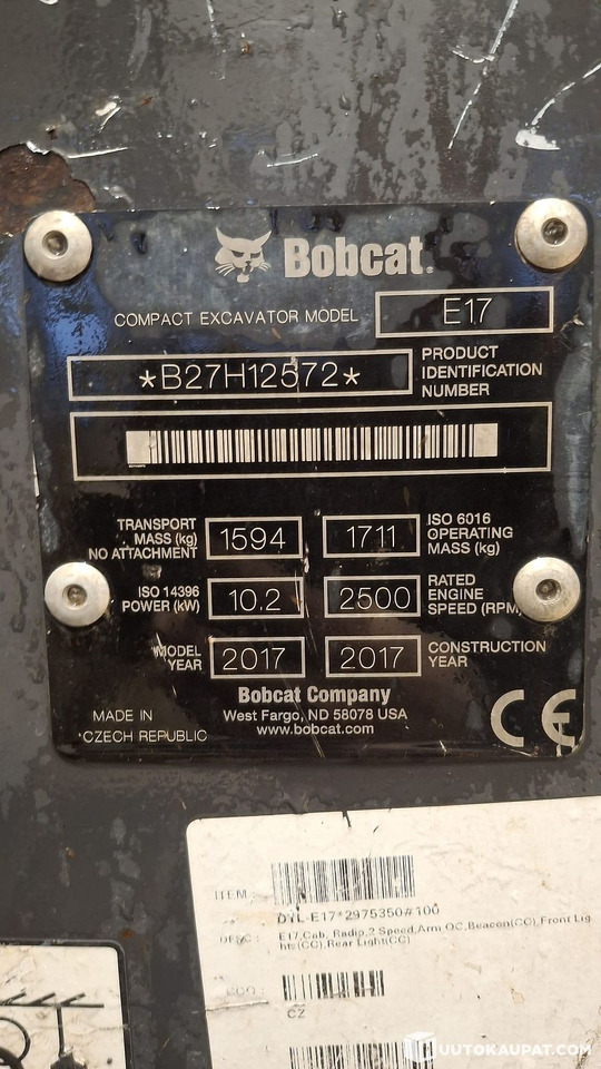 Bobcat E17 excavator, 2017 model, 1,997 h, Espoo - Mini pelle: photos 2 Bobcat E17 excavator, 2017 model, 1,997 h, Espoo - Mini pelle: photos 2