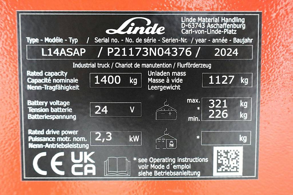 Chariot à mât rétractable neuf Linde L 14 AS AP Li-ION NEW UNUSED: photos 7 Chariot à mât rétractable neuf Linde L 14 AS AP Li-ION NEW UNUSED: photos 7