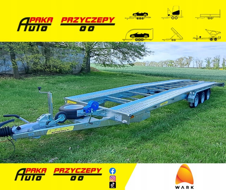 LAWETA Z NAJAZDAMI NA 2 AUTA 8,5x2M DMC 3500, 3 OSIE / CAR TRANSPORTER WITH RAMPS FOR 2 CARS 8.5x2M DMC 3500, 3 AXLES - Remorque porte-voitures: photos 1 LAWETA Z NAJAZDAMI NA 2 AUTA 8,5x2M DMC 3500, 3 OSIE / CAR TRANSPORTER WITH RAMPS FOR 2 CARS 8.5x2M DMC 3500, 3 AXLES - Remorque porte-voitures: photos 1