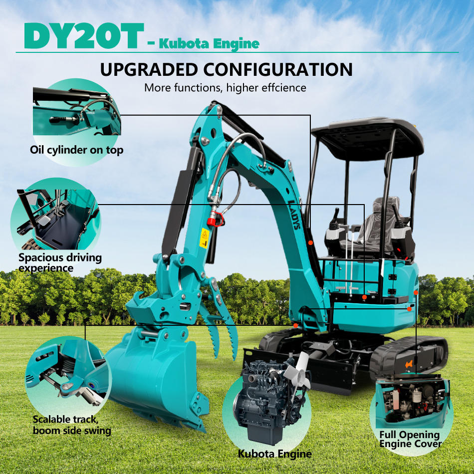 LADYS DY20T Mini Excavator Euro 5/Epa Engine Kubota Mini Excavator For Sale - Mini pelle: photos 3 LADYS DY20T Mini Excavator Euro 5/Epa Engine Kubota Mini Excavator For Sale - Mini pelle: photos 3