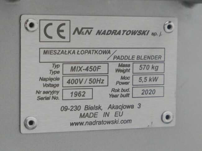 N&N paddle mixer MIX-450F - crédit-bail N&N paddle mixer MIX-450F: photos 9