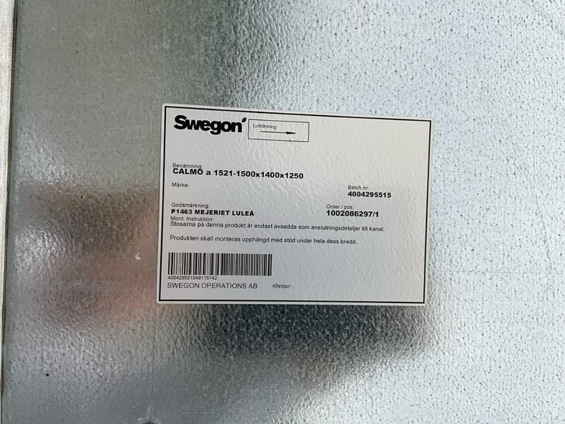 Swegon CALAMO A - Bande transporteuse: photos 5 Swegon CALAMO A - Bande transporteuse: photos 5