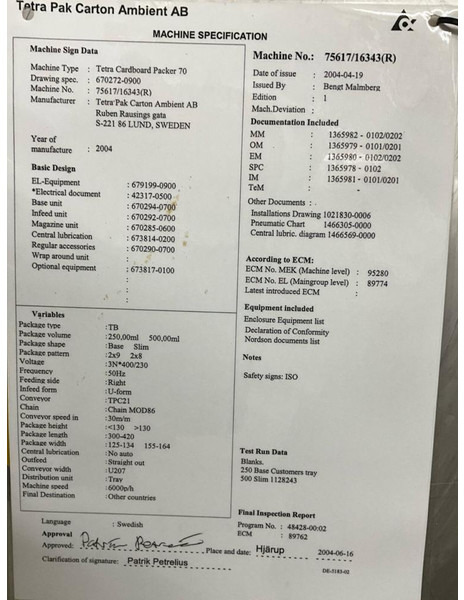 Machine d'emballage et de conditionnement Tetra Pak Cardboard Packer: photos 15 Machine d'emballage et de conditionnement Tetra Pak Cardboard Packer: photos 15