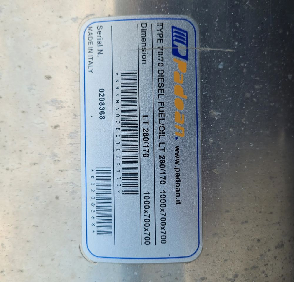 Réservoir de carburant pour Camion ZBIORNIK PALIWA OLEJ PADOAN 280/170 70X70×100CM: photos 6