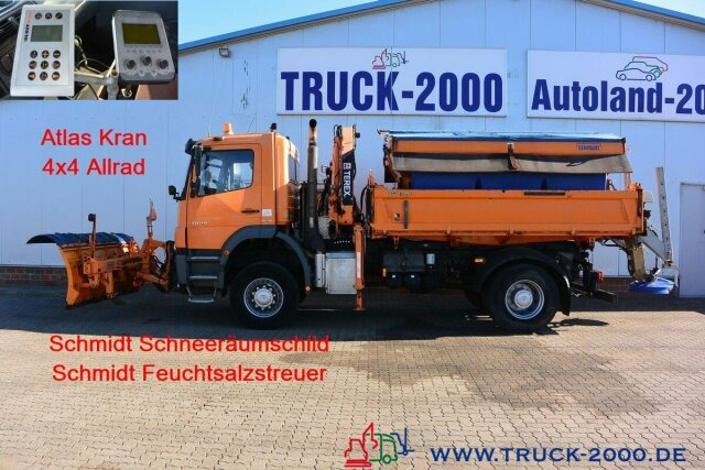 Mercedes-Benz 1829 4x4 Kran Winter Schneeschild Salzstreuer - Camion benne, Camion grue: photos 1 Mercedes-Benz 1829 4x4 Kran Winter Schneeschild Salzstreuer - Camion benne, Camion grue: photos 1