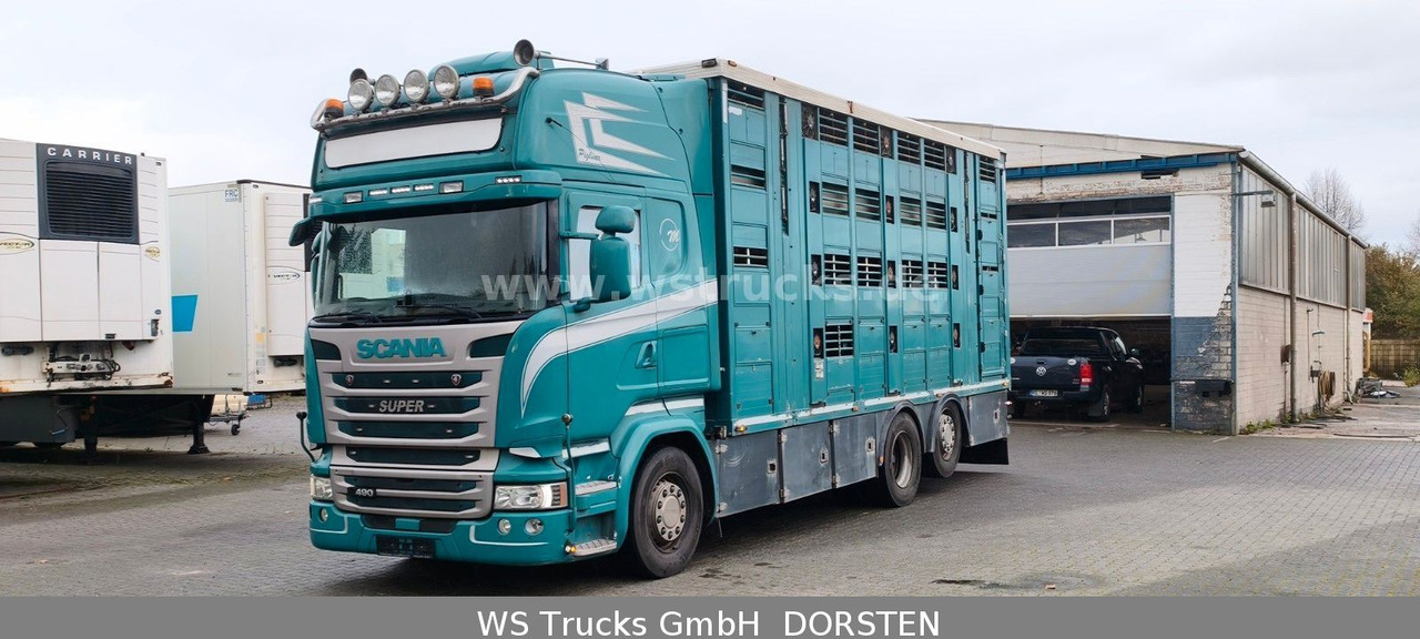 Scania R 490 Topline Menke 4 Stock Hubdach | Retader - Camion chevaux: photos 1 Scania R 490 Topline Menke 4 Stock Hubdach | Retader - Camion chevaux: photos 1