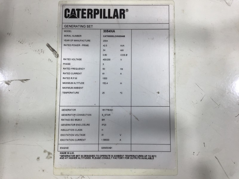 Groupe électrogène Caterpillar 3054NA GENERATOR 42.5 KVA FOR PARTS: photos 7