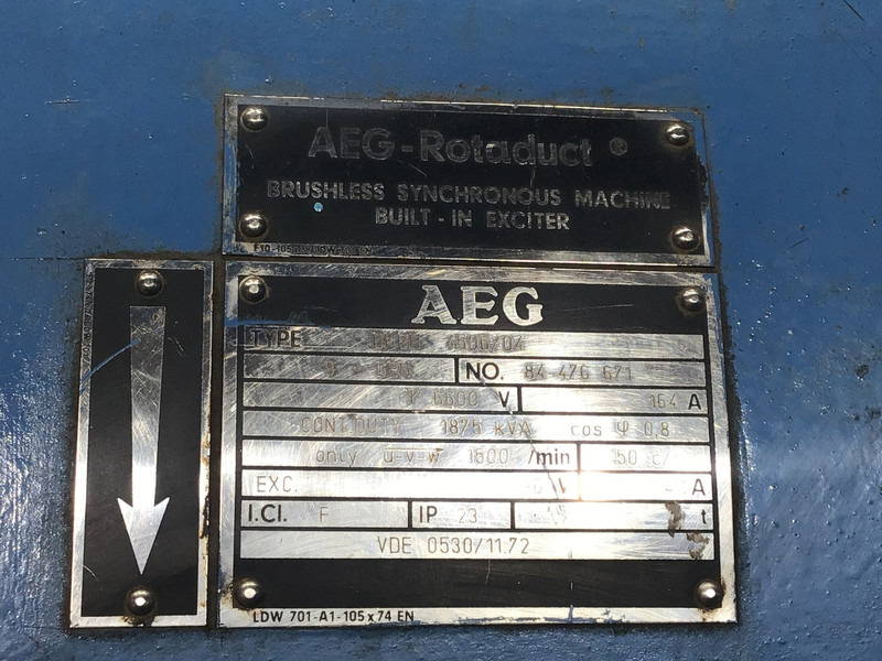 Groupe électrogène MTU 16V396 GENERATOR 1875KVA USED: photos 11 Groupe électrogène MTU 16V396 GENERATOR 1875KVA USED: photos 11